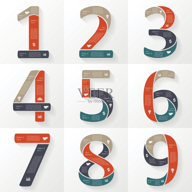 矢量数字，信息图，字体图。正版元素素材