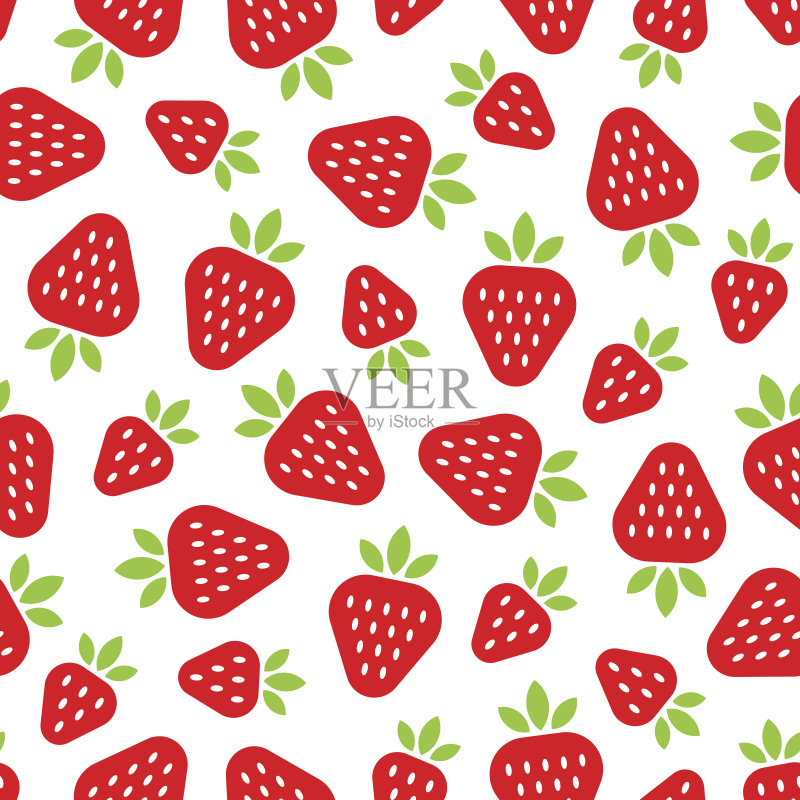 无缝图案与红草莓在一个平坦的风格。正版插画素材
