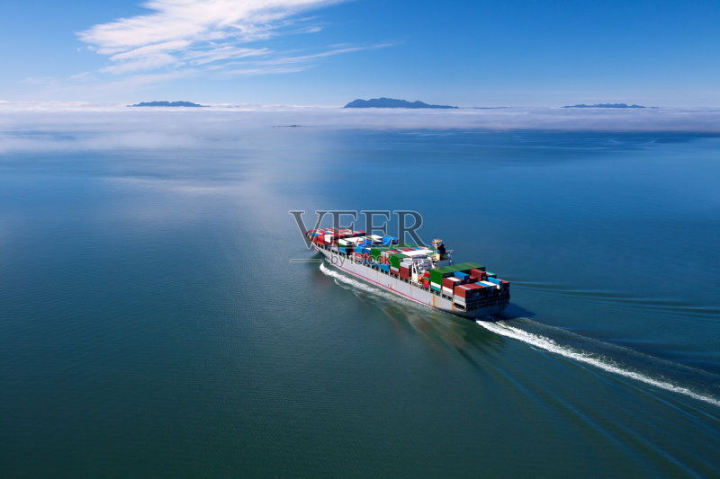 集装箱船，广角正版图片素材