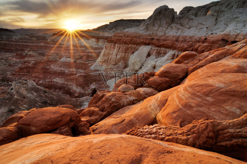 在Paria Rimrocks，美国犹他州日落景观正版图片素材