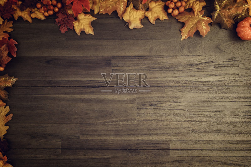 秋天装饰背景与树叶正版图片素材