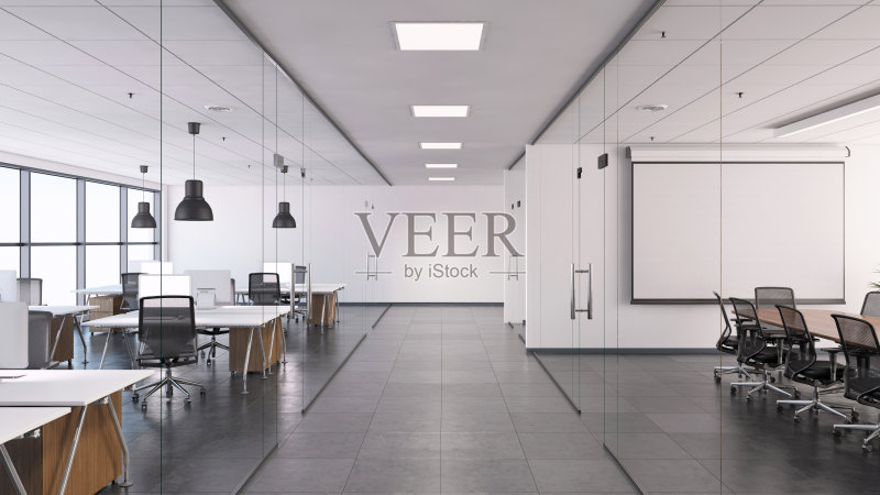 大型开放空间商业办公室内部正版图片素材