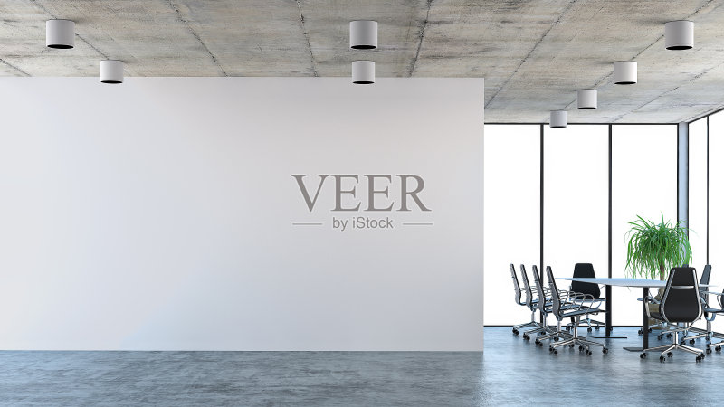 空的办公室内部有会议桌正版图片素材