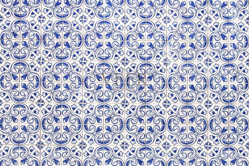 葡萄牙瓦房墙正版插画素材
