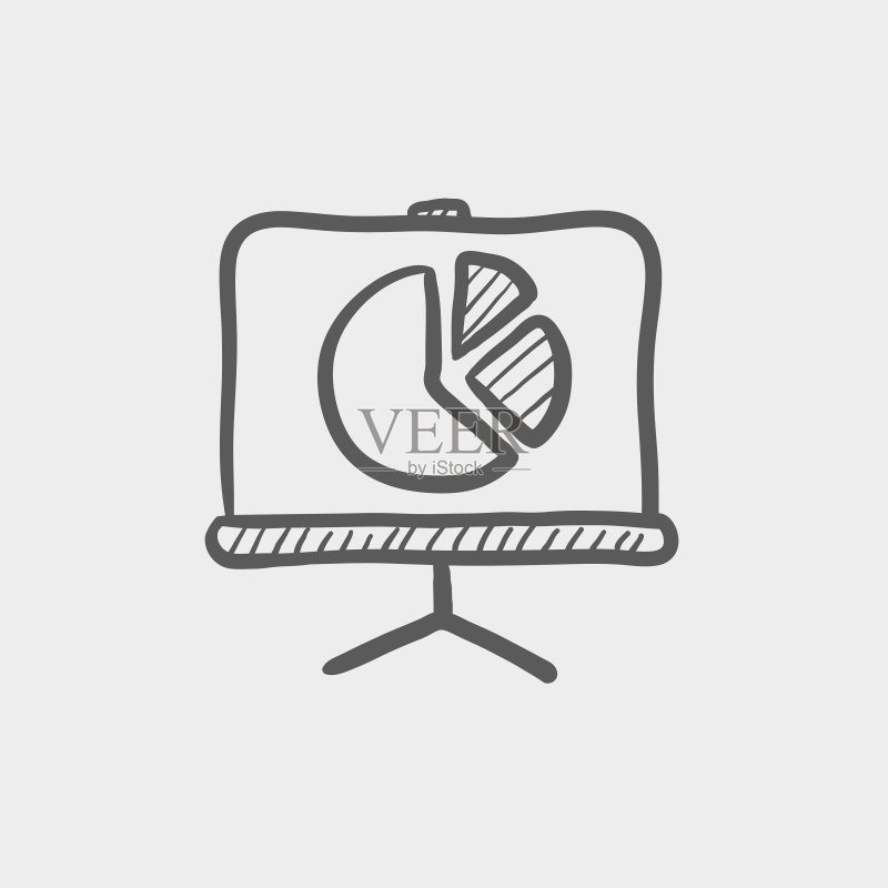 带有饼图草图图标的滚筒屏幕图标素材