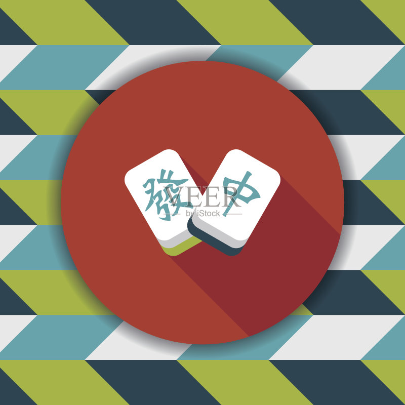 具有长阴影的中国新年扁平风格图标图标素材
