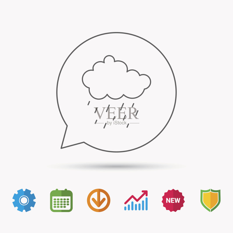 雨图标：水滴和云朵标志图标素材