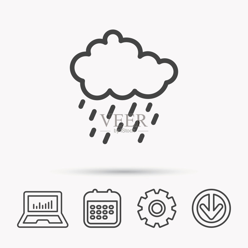 雨图标：水滴和云朵标志图标素材