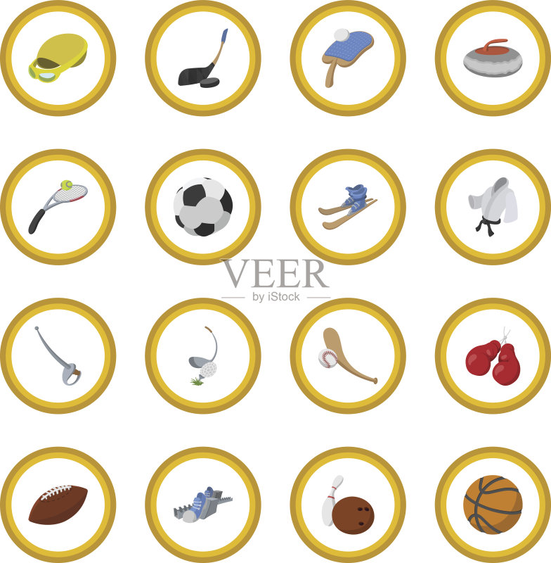 运动卡通圆形图标图标素材