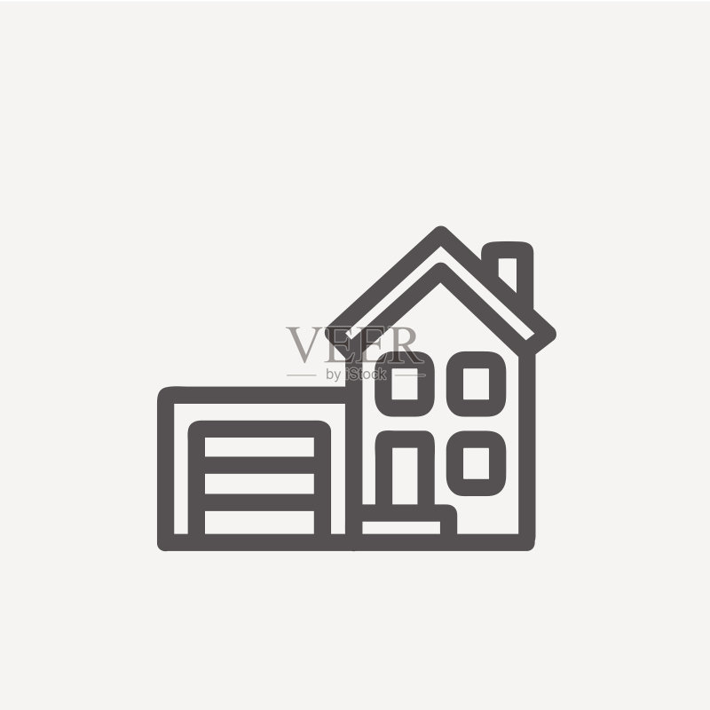 房屋与车库细线图标图标素材
