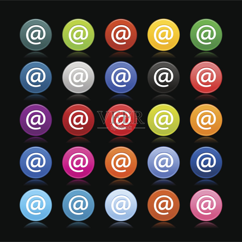 带有网络互联网按钮的@符号圆形图标图标素材