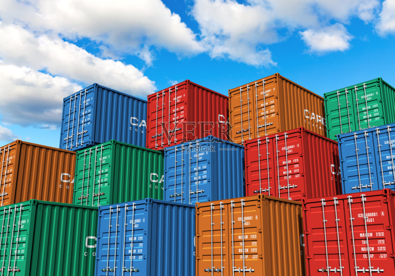堆放在港口的货物集装箱正版图片素材