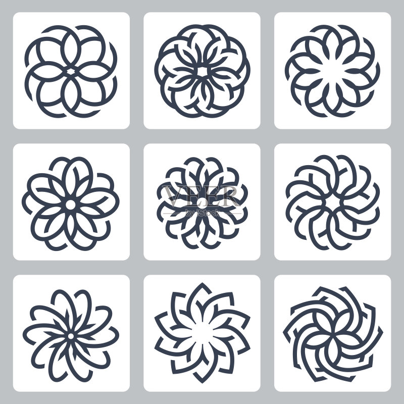 花卉图案矢量图标集图标素材