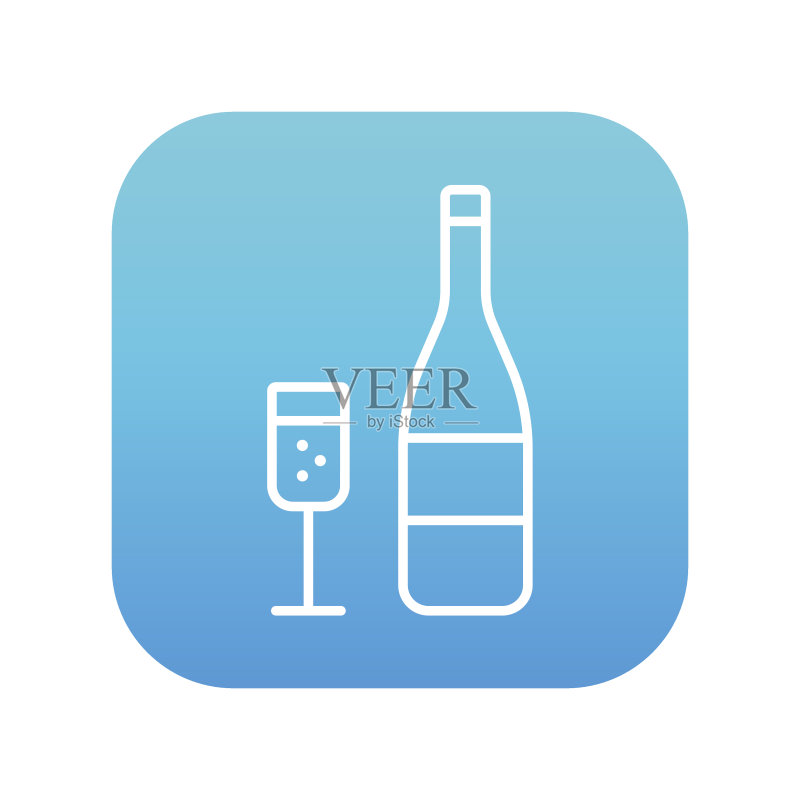 香槟酒瓶和酒杯线条图标图标素材