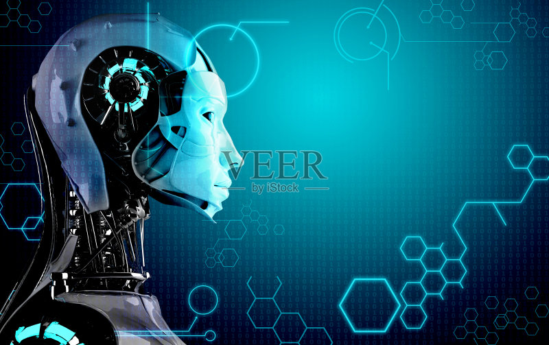 拥有科技背景的女性机器人正版图片素材