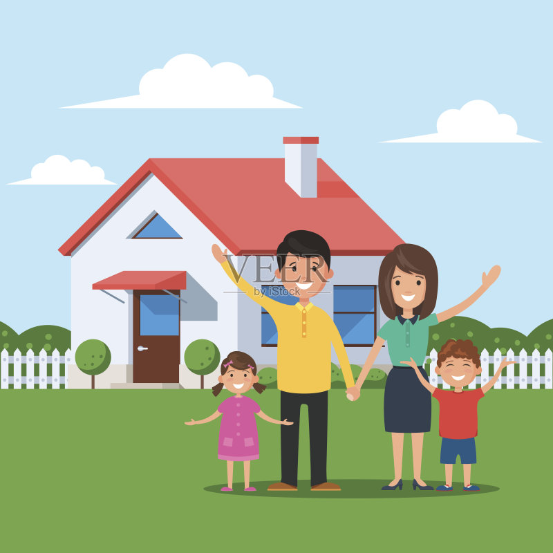 幸福的家庭和家庭正版插画素材