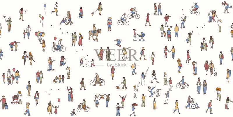 无缝横幅的小人正版插画素材