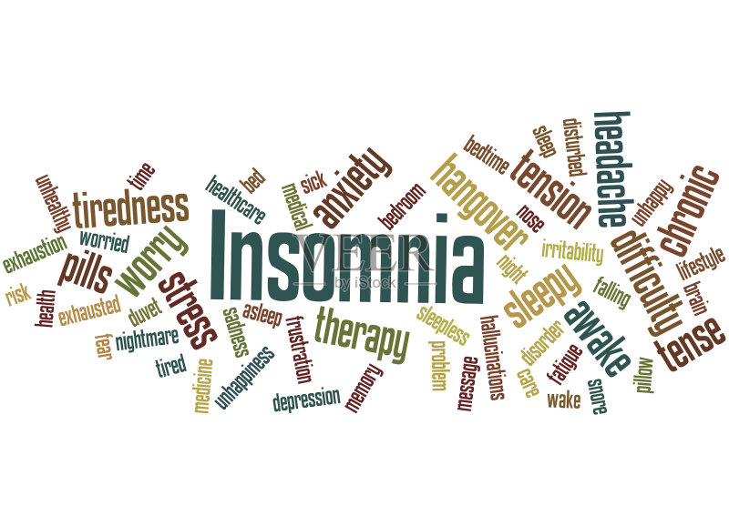 失眠，字云概念9正版插画素材