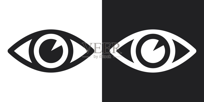 向量的眼睛图标。黑白背景上的双色调版本正版插画素材
