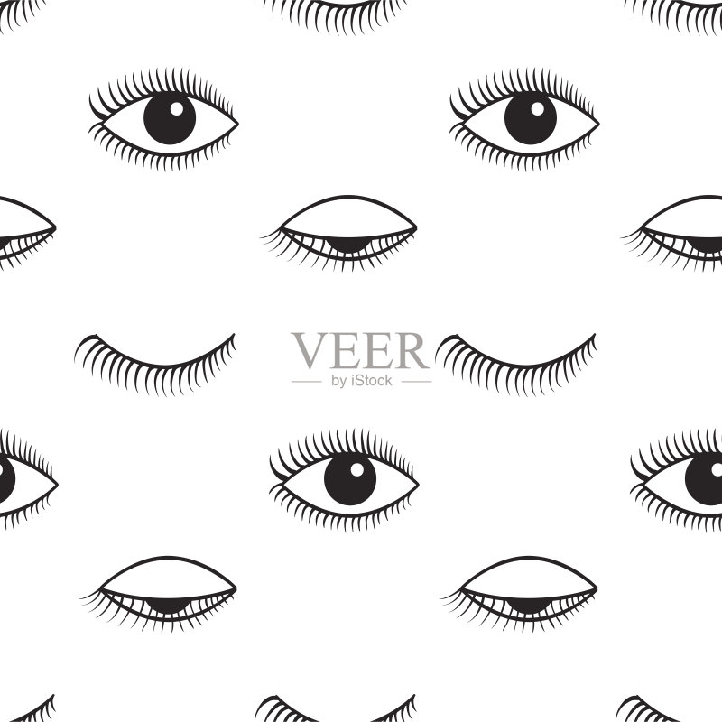 睁开和闭上眼睛矢量无缝模式。正版插画素材