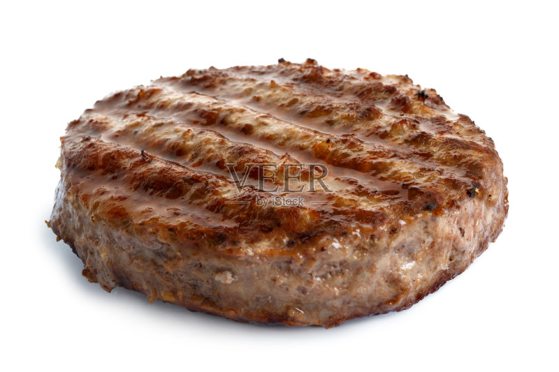 单独的烤汉堡肉饼孤立的白色。正版图片素材