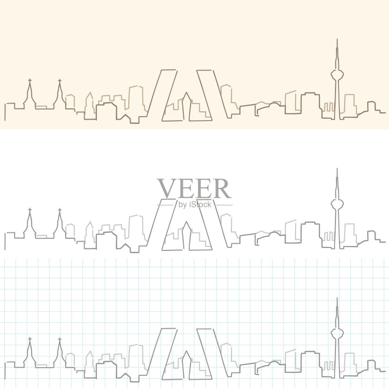 马德里手绘天际线正版插画素材
