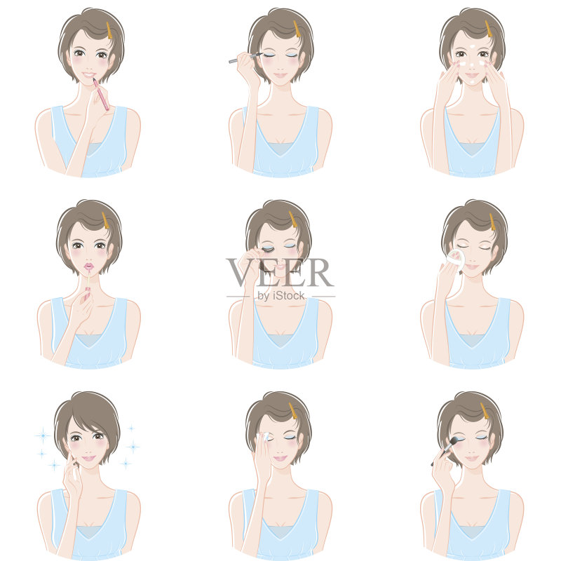 化妆的女人正版插画素材