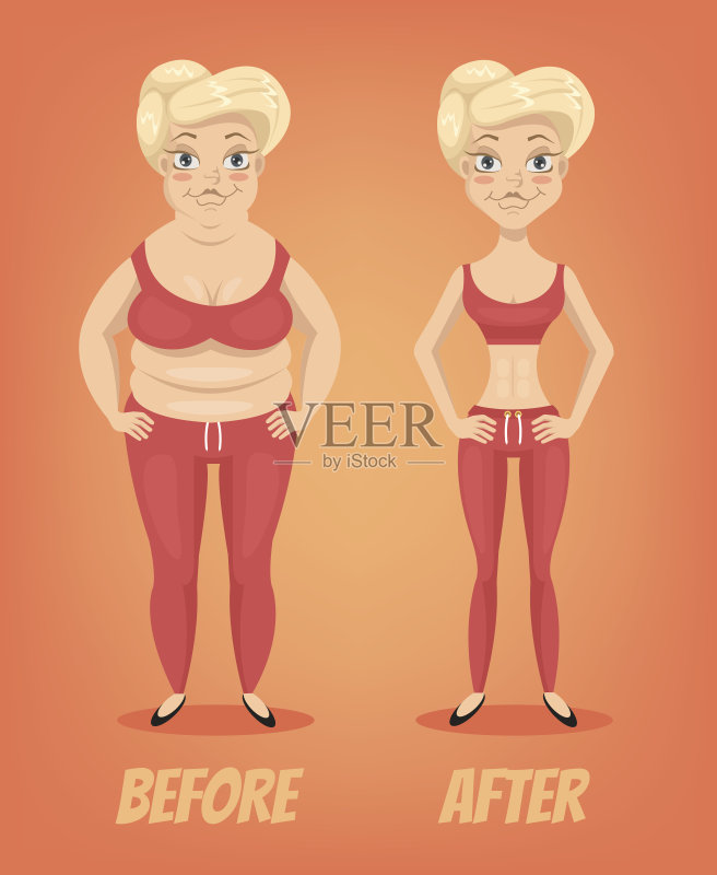 前后运动女性的性格正版插画素材