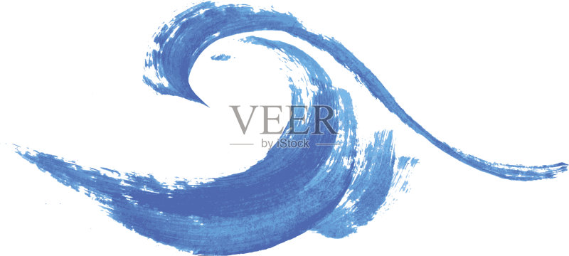 水彩画波正版元素素材