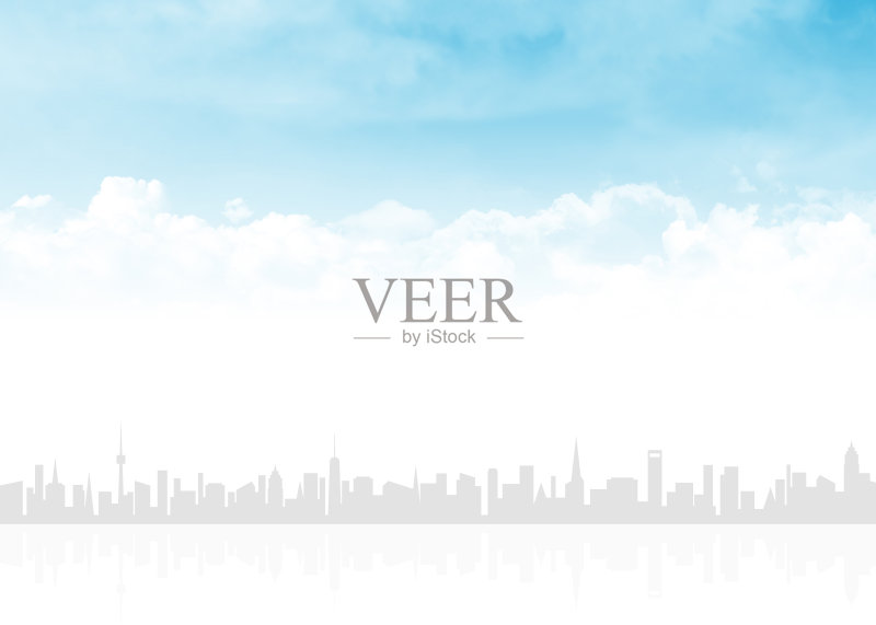 天际线，蓝天和白云正版图片素材