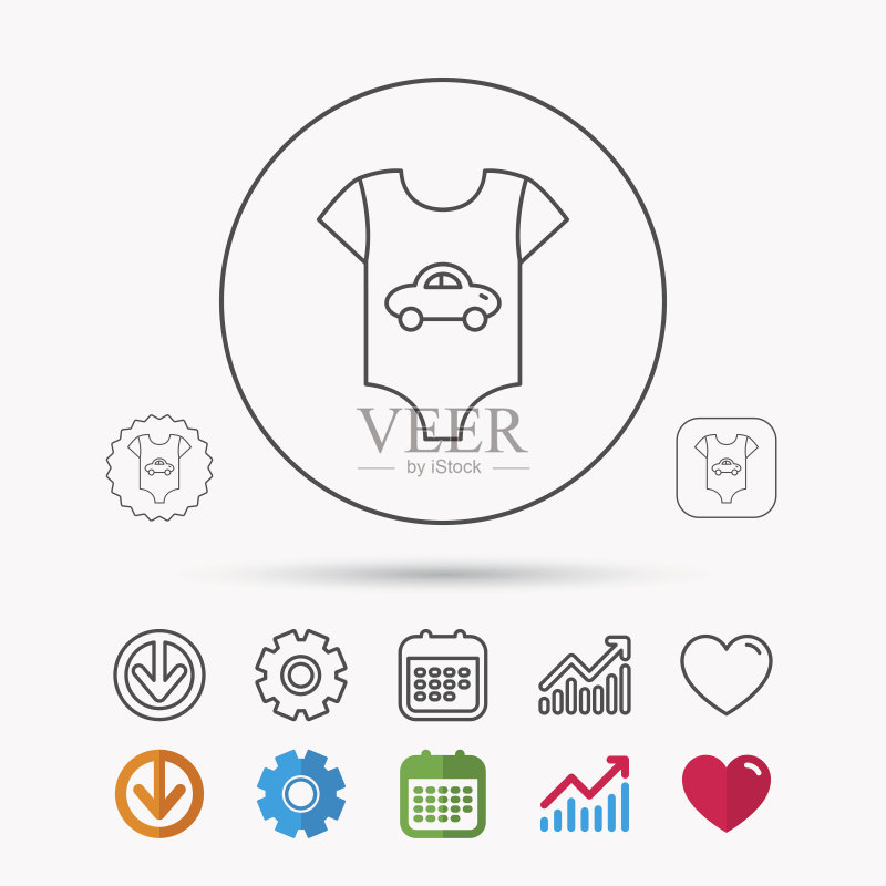 新生儿服装图标。婴儿衬衫标志。图标素材