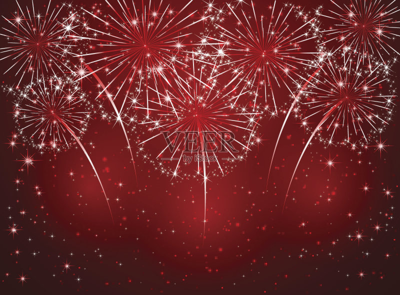 红色闪光烟火正版插画素材