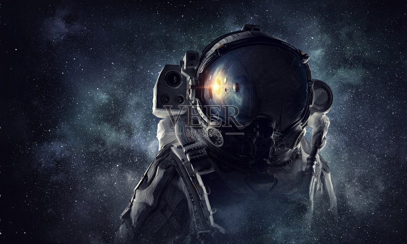 外太空的宇航员。多媒体的使用正版图片素材