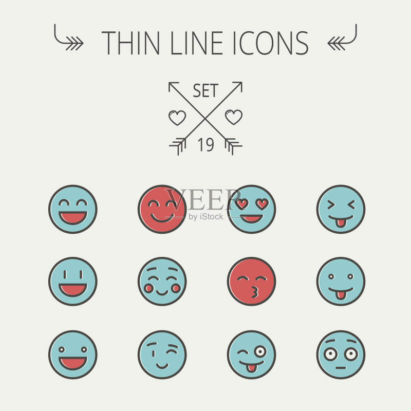 Emoji细线图标集图标素材
