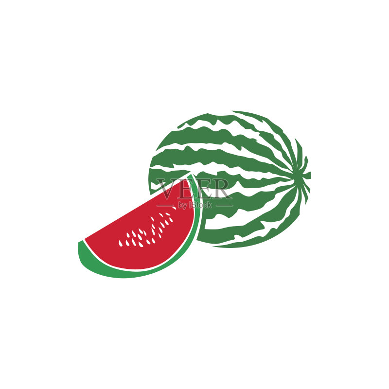 完整和切片的西瓜图标图标素材