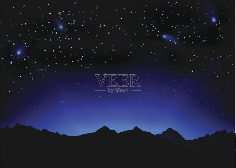 美丽的夜间空间景观正版插画素材