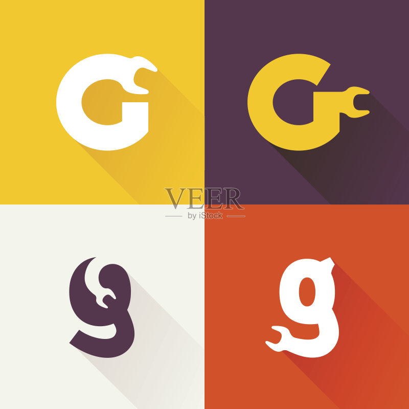 带有扳手图标的字母G图标素材