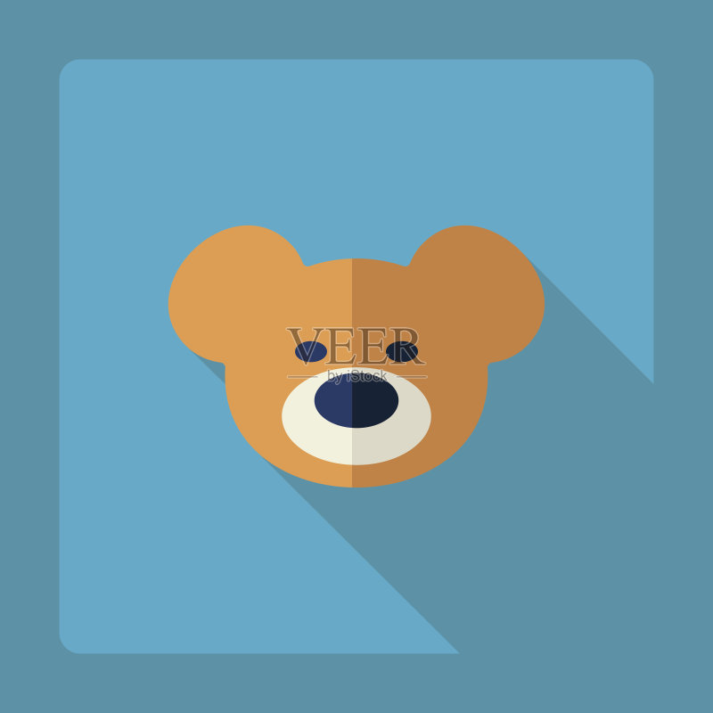 扁平的现代设计与影子泰迪熊正版元素素材