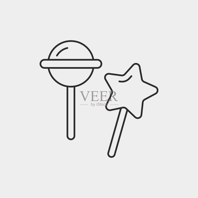 棒棒糖线性图标图标素材
