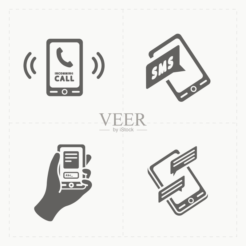 白色背景上的现代扁平社交图标图标素材