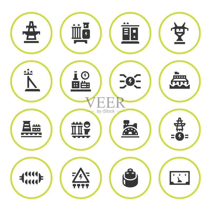电力工业圆形图标合集图标素材