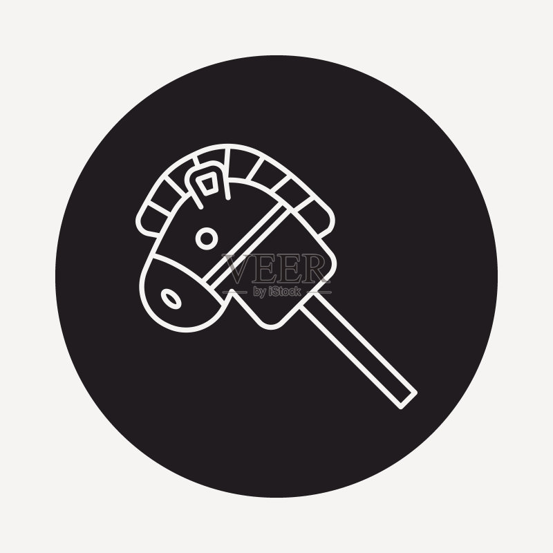 婴儿玩具小马线条图标图标素材
