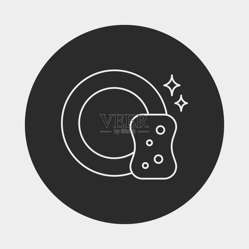 洗碗线条图标图标素材