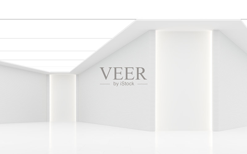 空白的白色房间现代空间内部3d渲染图像正版图片素材