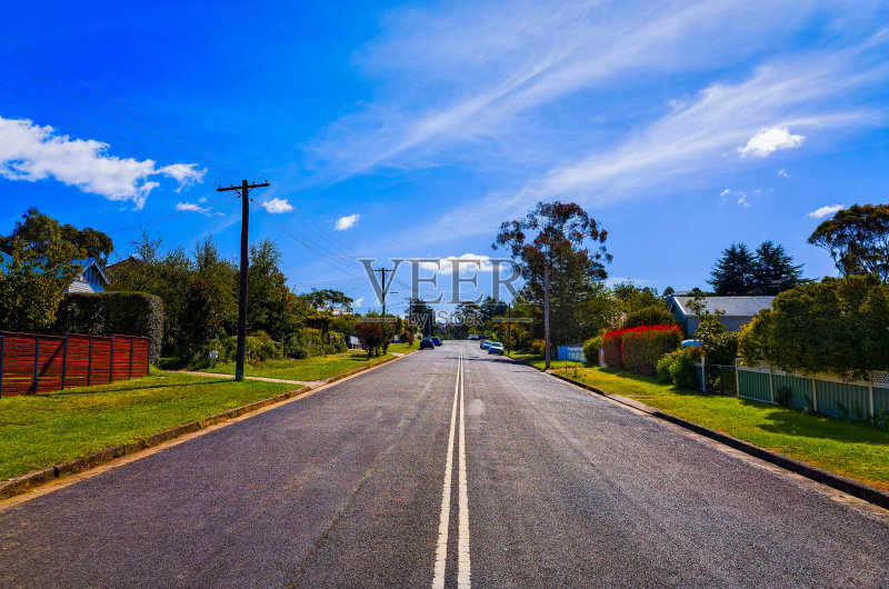 澳大利亚蓝山的郊区街道正版图片素材