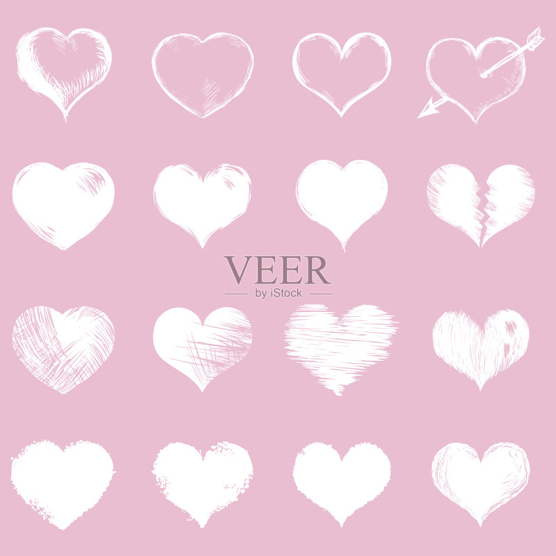 矢量集的草图心正版插画素材