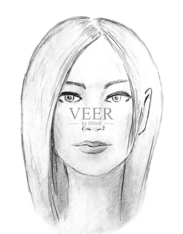 女人,素描。时尚插画。正版元素素材
