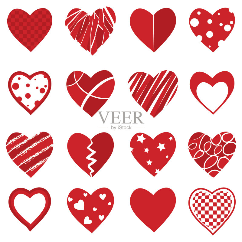 矢量心形图形集合正版插画素材