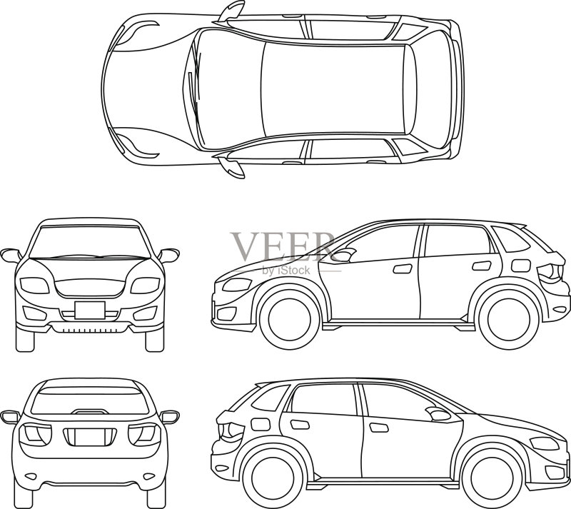 越野车外形矢量汽车正版元素素材