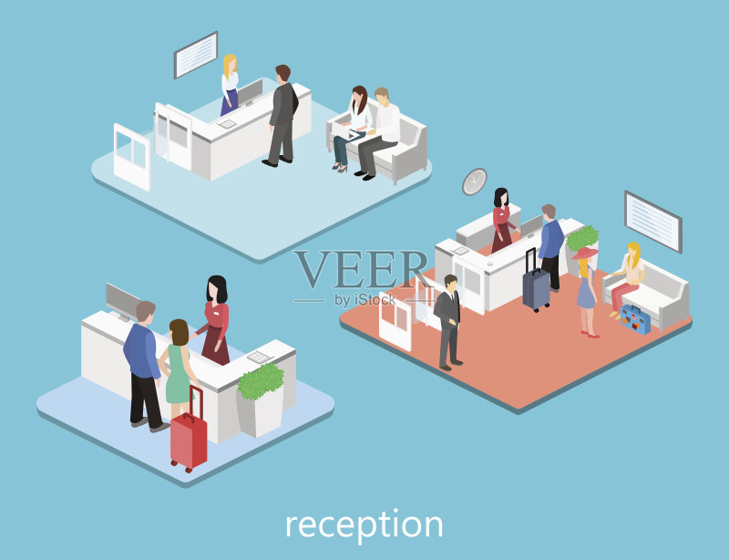 接收室内等距。正版插画素材